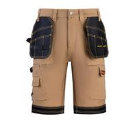 WrightFits Short de travail Pro Builder pour homme - Noir - Short cargo de combat de sécurité robuste d'été - Plusieurs poches holster - Vêtement de travail durable à triple couture, kaki, 34W