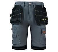 WrightFits Short de travail Pro Builder pour homme - Noir - Short cargo de sécurité robuste - Plusieurs poches holster - Triple couture durable, gris, 36W
