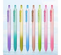 WRITECH Lot de 8 stylos gel rétractables à pointe fine 0,5 mm, encre multicolore sans bavure, corps esthétique à couleur dégradée, clic silencieux, pour tenue de journal et prise de notes
