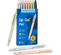 WRITECH Lot de 8 stylos gel Up-Gel à encre noire pointe fine 0,5 mm sans bavure ni tache rétractables à bouton-poussoir pour tenue de journal croquis dessin prise de notes pointe extra-fine écriture f