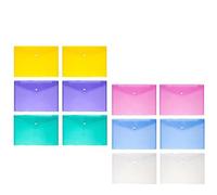 WRITWAA 12 Pièces Pochette Document A4 en Pp Transparent Bleu avec Bouton-pression, Facile à Ranger, pour Organiser Dossiers et Fournitures de Bureau