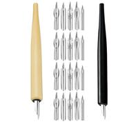 WRITWAA 2 Ensembles Stylo Plume Bois avec Plume en Acier Inoxydable, Lot de Sets de Stylos à Dessin pour Calligraphie et Dessin de Bande Dessinée, Grip Confortable, Pointes Polyvalentes