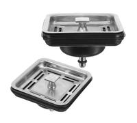 WRITWAA 2 Pièces Bouchon de Crépine D'évier Carré en Acier Inoxydable et Caoutchouc, Argenté, pour Broyeur de Déchets Cuisine, Anti-bouchage, Vidange Rapide et Silencieuse