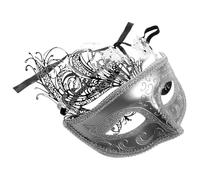WRITWAA 2 Pièces Masque de Fête en Métal Argenté Design Délicat Orné de Cristaux, Confortable et Respirant, Accessoire pour Soirées Costumées et Carnaval