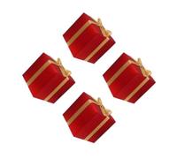 WRITWAA 4 Pièces Coffret Présent de Noël Carré Rouge Papier et Tissu | Design Élégant et Sophistiqué, Rangement Décoratif, Emballage pour Fêtes, Usage Boutique et Présentation