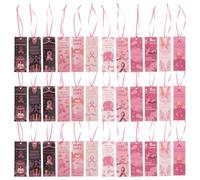 WRITWAA 48 Pièces Marque-pages en Papier Rose avec Ruban Soutien au Cancer du Sein, Accessoire de Lecture Élégant et Inspirant pour Femmes, pour Dons Caritatifs en Hôpital