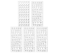 WRITWAA 5 Feuilles Autocollants Lettres et Chiffres Poudre Argentée pour Décoration DIY Étiquettes Polyvalentes Faciles à Appliquer et Résistantes