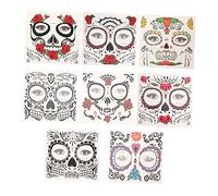 WRITWAA 8feuilles Autocollants pour Visage Halloween Planches Tatouages Éphémères Stickers Fêtes Décorations Visage sans Danger Imperméables