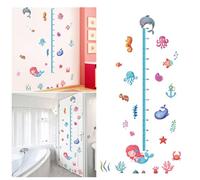 WRITWAA Autocollants Muraux de Croissance en Pvc Réutilisables et Faciles à Enlever pour Chambre Bébé et Décor Mural D'intérieur Stickers Dessin Animé Océan
