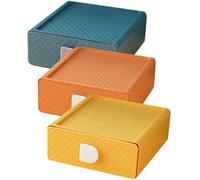 WRITWAA Boîte à Tiroirs Facile à Ouvrir et Fermer et Coffret à Bijoux en Plastique 3pcs, Grosse Capacité Organisateur de Bureau Pratique pour Table de Maquillage et Chambre