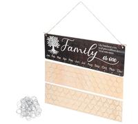 WRITWAA Calendrier Perpétuel en Bois Vintage Corde de Jute, Plaque Murale Élégante Rectangulaire pour Bureau et Décoration de Maison, Rappel Anniversaire et Compte à Rebours