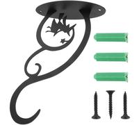 WRITWAA Crochet Mural en Fer Noir pour Plantes et Carillons, Support Extérieur Élégant et Simple pour Paniers Suspendus et Décorations de Jardin Halloween
