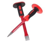 WRITWAA Jeu de Burins à Froid Design Ergonomique Trempés en Acier Chrome-vanadium 30cm Tête Plate et Pointe et Prise Confortable pour Maçonnerie Béton et Brique