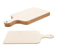 WRITWAA Lot de 10 planches à découper en bois avec poignée - 30 x 16 cm, rectangulaires, en bois brut - Plateau de service vierge pour charcuterie et fromage, idéal pour les loisirs créatifs.