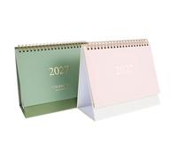 WRITWAA Lot de 2 calendriers de bureau décoratifs 2027 - Bloc-notes mensuel minimaliste à spirale - Petit agenda de bureau à spirale pour l'organisation du et de l'école