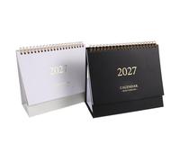 WRITWAA Lot de 2 petits calendriers de table : agenda de bureau 2026-2027 - Fiches journalières - Calendrier à spirale pour écoles, bureaux, salles de réunion et organisation familiale