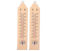 WRITWAA Lot de 2 thermomètres muraux en bois, thermomètre suspendu traditionnel, thermomètre mural d'intérieur pour cave à vin, chambre, sauna, -30℃~+50℃/-20℉~+120℉
