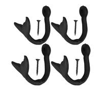 WRITWAA Lot de 4 patères robustes - Crochets muraux en métal avec motif de feuilles - Cintres noirs pour suspendre serviettes, clés, peignoirs, écharpes, etc. Idéal pour l'entrée, le