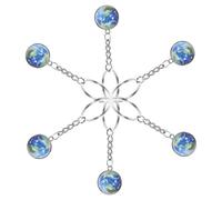 WRITWAA Lot de 6 porte-clés planètes ronds et lumineux avec globe du monde