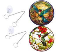 WRITWAA Ornement à Suspendre Oiseau en Acrylique Panneau Décoratif Coloré pour Fenêtre 2 Pièces Taille S Décoration Oiseau Suspendue pour Maison Accessoire Décoratif Lumineux pour