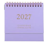 WRITWAA Petit calendrier de bureau - Calendrier de bureau sur pied 2026-2027 - Agenda mensuel de l'année scolaire à poser sur une table, pour la maison, le et l'école (violet)