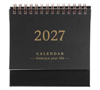 WRITWAA Petit calendrier de bureau - Calendrier de bureau sur pied 2026-2027 - Agenda mensuel de l'année scolaire à poser sur une table, pour la maison, le et l'école (noir)