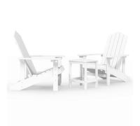 WRJENFSC Adirondack Lot de 2 chaises de jardin avec table d'appoint en polyéthylène haute densité résistant aux intempéries, design moderne, robustes et durables, 73 x 83 x 92 cm, blanches pour jardin
