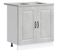 WRJENFSC Armoire de cuisine Kalmar - Meuble d'appoint - Gris béton - 80 x 46 x 81,5 cm - Meuble de rangement moderne en bois avec 2 portes - Buffet pour cuisine et salle à manger