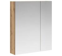 WRJENFSC Armoire de salle de bain en chêne artisanal avec miroir des deux côtés, montage mural, 60 x 14,5 x 70 cm, meuble de salle de bain peu encombrant avec étagères réglables