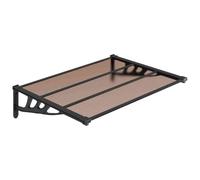 WRJENFSC Auvent de porte noir 122 x 90 cm, auvent arqué en polycarbonate pour porte d'entrée et entrée latérale, auvent avec supports ABS stables et profilés en aluminium, protection contre la pluie