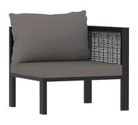 WRJENFSC Canapé d'angle avec accoudoir gauche en polyrotin anthracite, canapé de jardin modulaire 68 x 68 x 64 cm, module de salon pour jardin, terrasse, balcon, cadre en aluminium avec coussins, gris