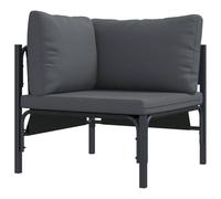 WRJENFSC Canapé d'angle de jardin anthracite - 80 x 80 x 71 cm - Canapé modulaire en acier avec coussin d'assise - Meubles de jardin résistants aux intempéries pour terrasse, balcon et jardin