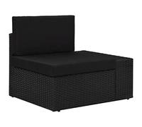 WRJENFSC Canapé d'angle de jardin modulable avec accoudoir gauche en polyrotin pour extérieur, module d'angle avec coussin d'assise et de dossier, noir, 78,5 x 65,5 x 52 cm