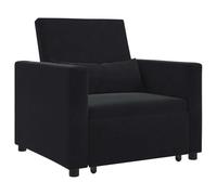 WRJENFSC Canapé-lit simple 3 en 1 en velours noir avec roulettes - 90 x 165 x 87 cm - Design moderne - Fauteuil de relaxation pour salon, chambre à coucher, chambre d'amis