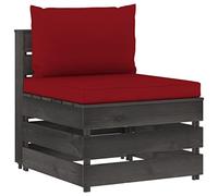 WRJENFSC Canapé modulaire en palettes - Partie centrale en pin imprégné - Module d'assise d'extérieur avec coussins gris - Pour jardin, terrasse et salon - Dimensions : 60 x 70 x 66 cm