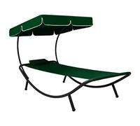 WRJENFSC Chaise longue de jardin avec auvent en tissu Oxford avec cadre en acier revêtu par pulvérisation, chaise longue d'extérieur pour jardin et terrasse, vert, 200 x 90 x 112 cm
