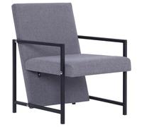 WRJENFSC Fauteuil à accoudoirs en tissu gris clair - Design cube moderne - Cadre en bois massif - Acier revêtu par pulvérisation - 53 x 69 x 73 cm - Fauteuil de lecture confortable pour salon, chambre