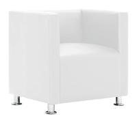 WRJENFSC Fauteuil cube blanc en cuir synthétique 71 x 54 x 69 cm Design moderne avec dossier haut Charge 110 kg Fauteuil de lecture confortable pour salon, chambre à coucher et petits espaces