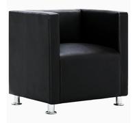 WRJENFSC Fauteuil cube noir en cuir synthétique - 71 x 54 x 69 cm - Design moderne avec pieds en métal - Fauteuil de lecture confortable et durable pour salon, chambre à coucher, café