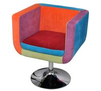 WRJENFSC Fauteuil cube réglable en hauteur avec tissu patchwork coloré, dimensions 63 x 57 x 66-76 cm, rembourrage confortable, design moderne pour salon, chambre à coucher, salon, couloir
