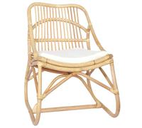 WRJENFSC Fauteuil de relaxation en rotin avec coussin en lin - 54 x 75,5 x 78 cm - Design moderne - Fauteuil de lecture confortable pour salon, chambre à coucher et petits espaces