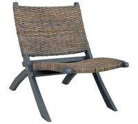 WRJENFSC Fauteuil de relaxation en rotin cubique gris massif acajou 60 x 77 x 70 cm Fauteuil de salon confortable pour salon, chambre à coucher et balcon