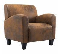 WRJENFSC Fauteuil lounge marron - 70 x 69 x 72 cm - Aspect daim - Design moderne - Structure en bois robuste - Fauteuil de lecture confortable pour salon, chambre à coucher et couloir