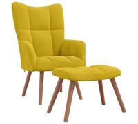 WRJENFSC Fauteuil relax avec tabouret, en velours, jaune moutarde, design moderne, 61,5 x 69 x 95,5 cm, confortable et durable, pour salon, chambre à coucher, coin lecture et balcon