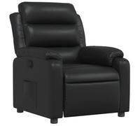 WRJENFSC Fauteuil relax en cuir synthétique noir avec fonction inclinable manuelle à 135°, 75 x 92,5 x 100 cm, fauteuil de salon confortable au design moderne pour salon, chambre à coucher, petits