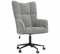 WRJENFSC Fauteuil relax en velours gris clair réglable en hauteur 61,5 x 69 cm Fauteuil de salon pivotant avec roulettes pour salon, chambre à coucher, bureau Fauteuil de lecture moderne et