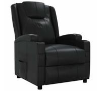 WRJENFSC Fauteuil relax noir en cuir synthétique - 75 x 88 x 100 cm - Avec 3 positions - Fonction allongée - Fauteuil de lecture confortable - Design moderne pour salon, chambre à coucher, balcon