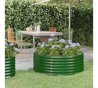 WRJENFSC Jardinière surélevée 100x100x36 cm en Acier galvanisé Vert Forme Ronde Grand bac Potager Exterieur Robuste et Durable pour Jardin Balcon terrasse