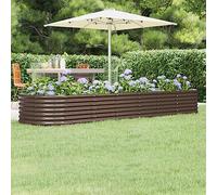 WRJENFSC Jardinière Surélevée 296x80x36 cm Acier Galvanisé Marron, Potager Balcon Bac à Fleurs Ovales, Résistante Intempéries pour Jardin Terrasse Extérieur