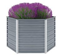 WRJENFSC Jardinière surélevée Acier galvanisé 129x129x77 cm Hexagonale Bac Potager extérieur Gris Drainage Ouvert pour Balcon Jardin et Patio